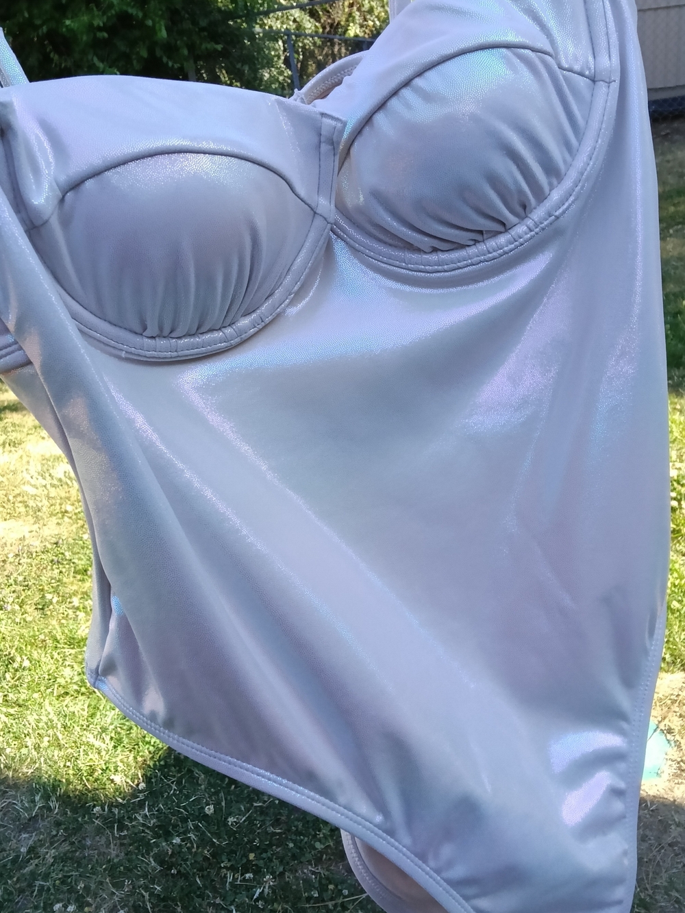 No Boundaries Moonlight Pearl Cheeky Bathing Suit Size L 12-14